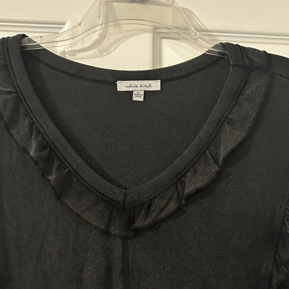 white birch Black Ruffled V-Neck Tunic Top - Picture 5 of 6